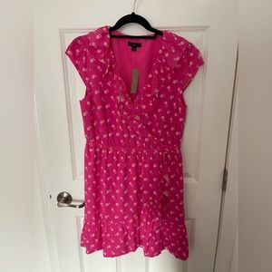 J Crew Pink V-Neck Ruffle Sleeve Dress